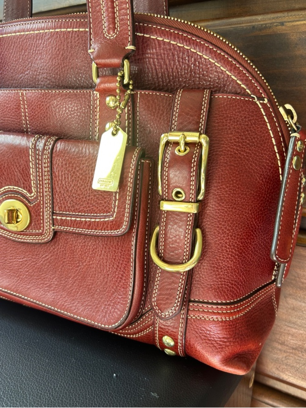 Authentic Vintage Coach Hampton Miranda Satchel Leather Bordeaux Burgundy 11085 - Picture 3 of 15